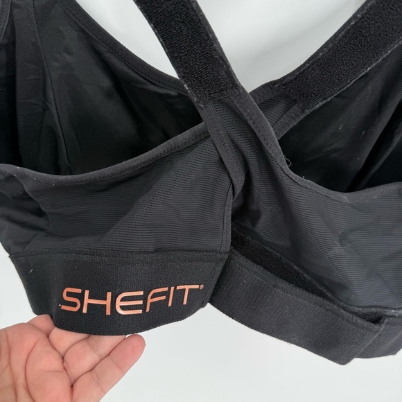 SHEFIT WOMEN 5 LUXE Black ZIP FRONT NO WIRE Adjustable FULL COVER SPORTS BRA - Picture 3 of 7